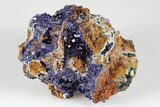 Sparkling Azurite Crystals on Chrysocolla - Laos #178150-1